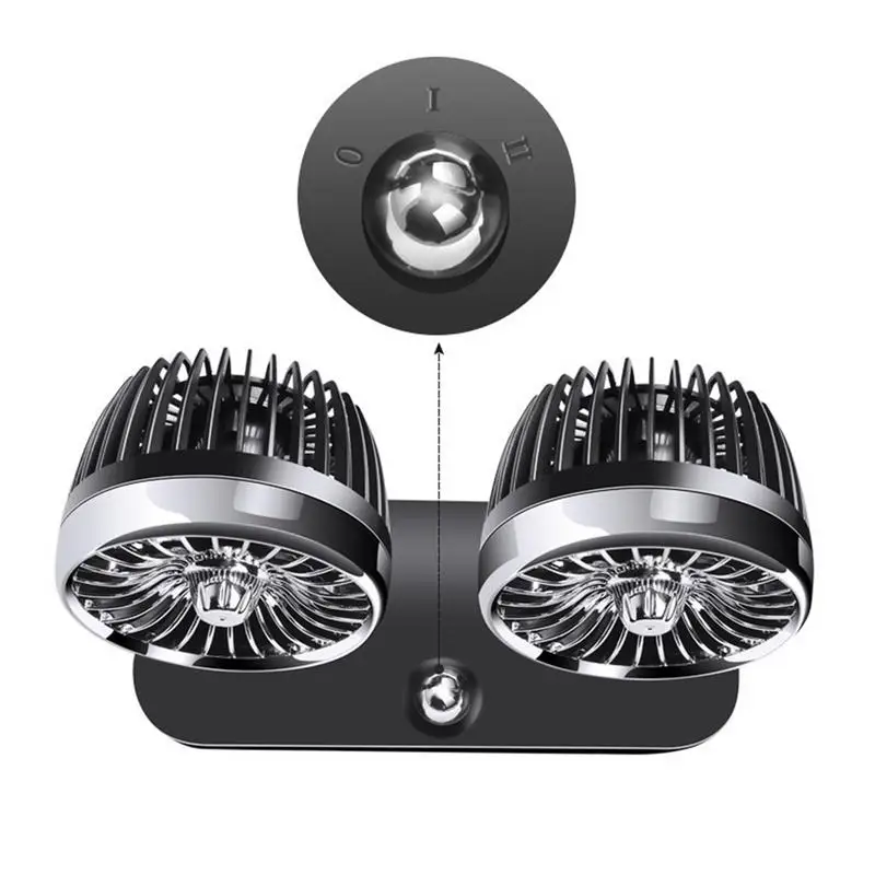 12v- 24VDouble Head Twin Car Fan Adjustable Caravan Motorhome Boat Electric Vehicle Dashboard Mounted Rotation Auto Cooling Fan