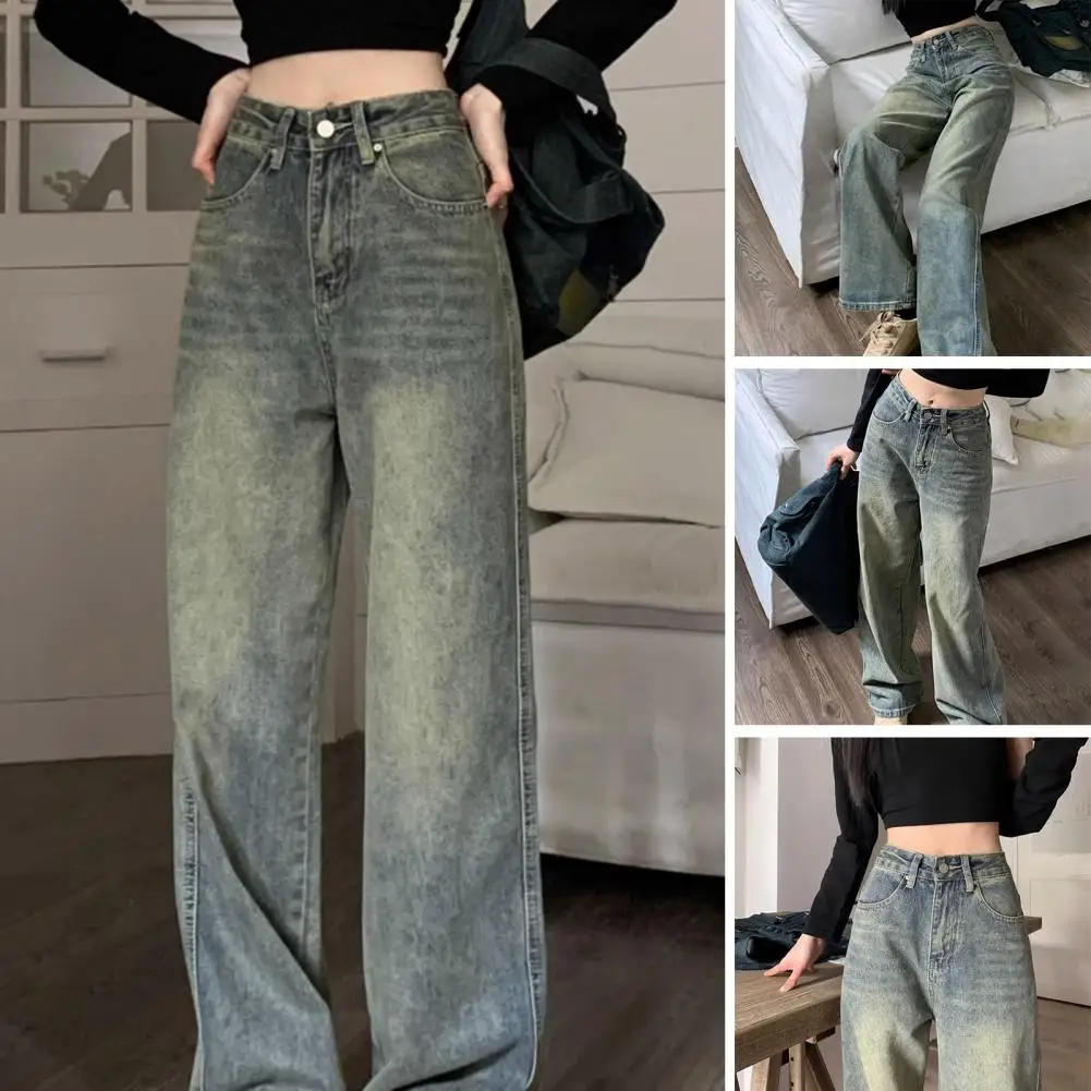 

Baggy Wide Leg Jeans Women Vintage Streetwear Washed Denim Pants Grunge Basic Slouchy Blue Trousers Femme Spring