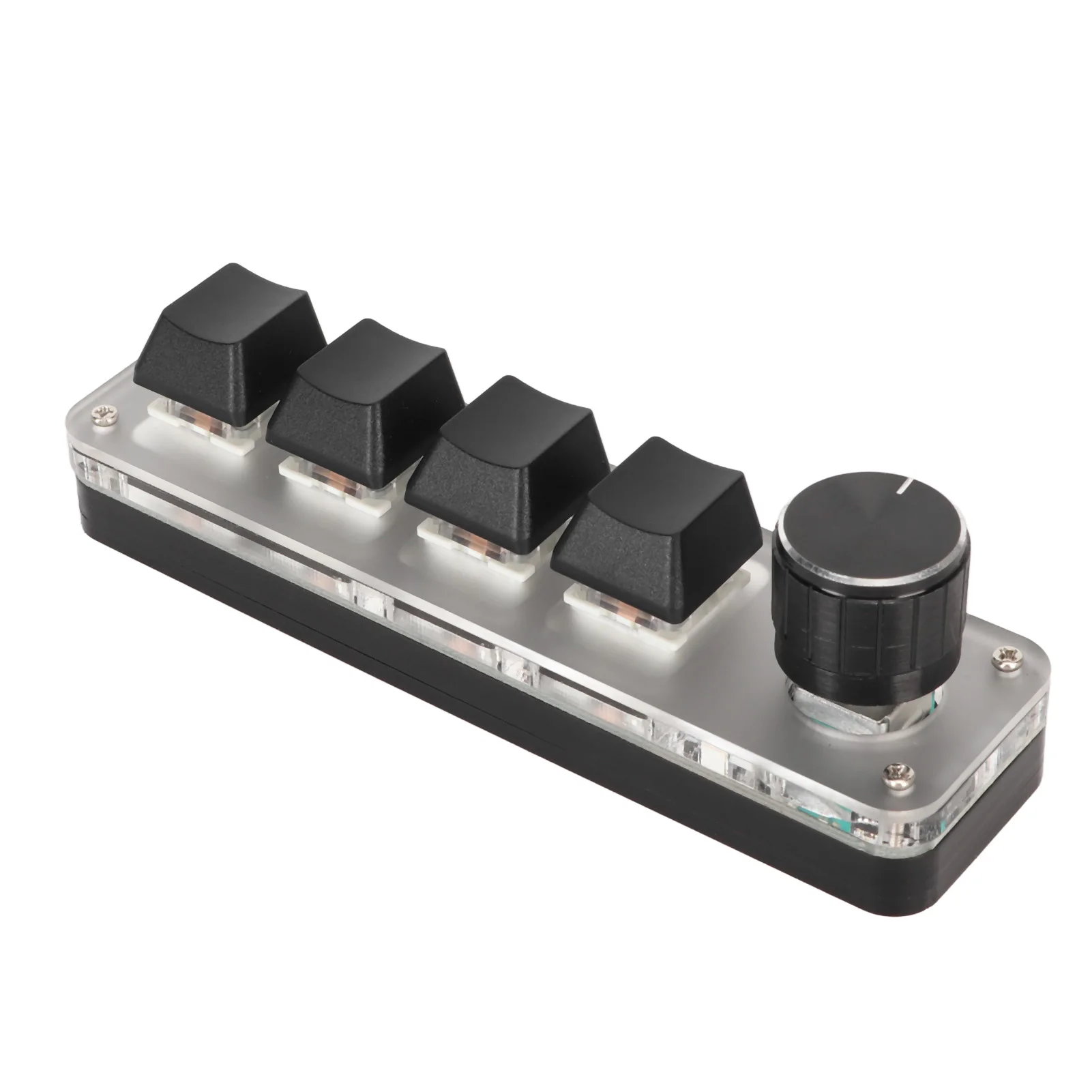 4 مفاتيح 1 مقبض لوحة مفاتيح ميكانيكية ماكرو قابلة للبرمجة، مفتاح أزرق، لوحة مفاتيح ألعاب بلوتوث مع إضاءة خلفية RGB لوسائط الموسيقى