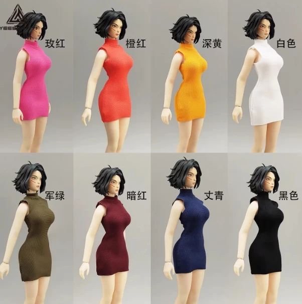 

1/12 scale female soldier doll turtleneck‌ sweater pencil dress fit 6'' action figure clothes Accessories model