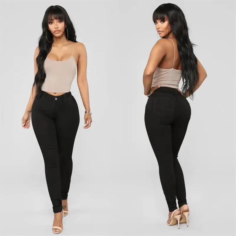 High Waist Slim Fit Pencil Pants Long Trousers Women's Fashion Small Foot Pants High Waist Design Comfortable Fit Jeans