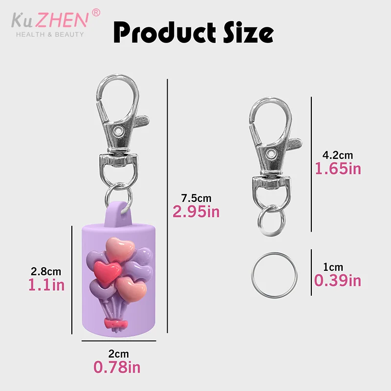 Przenośna kosmetyczka na szminki, etui na balsam do ust, breloczek na klucze, ochronne etui na szminki, nakładka w kształcie balonika na błyszczyk/balsam do ust.