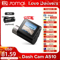 70mai Dash Cam A510 2024 New 70mai DVR Global 140FOV 1944P HDR ADAS GPS A510 Car Camera 24H Parking Monitor Support Rear Cam