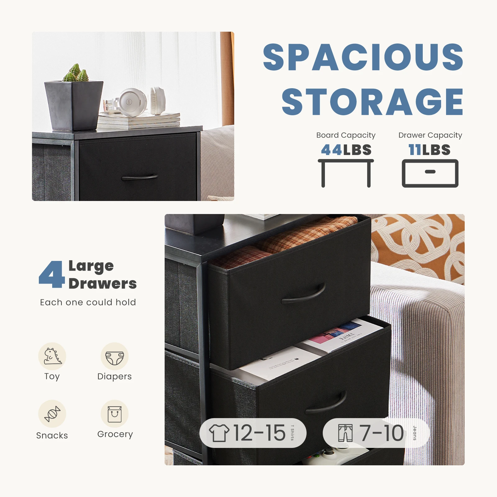 

Drawers Dresser Chest of Drawers,Metal Frame and Wood Top