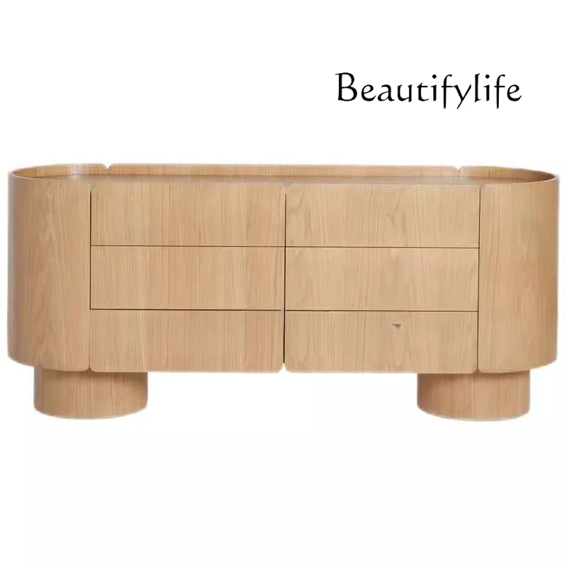 

Medieval style living room arc solid wood side cabinet dining room dining side cabinet retro log wind storage cabinet