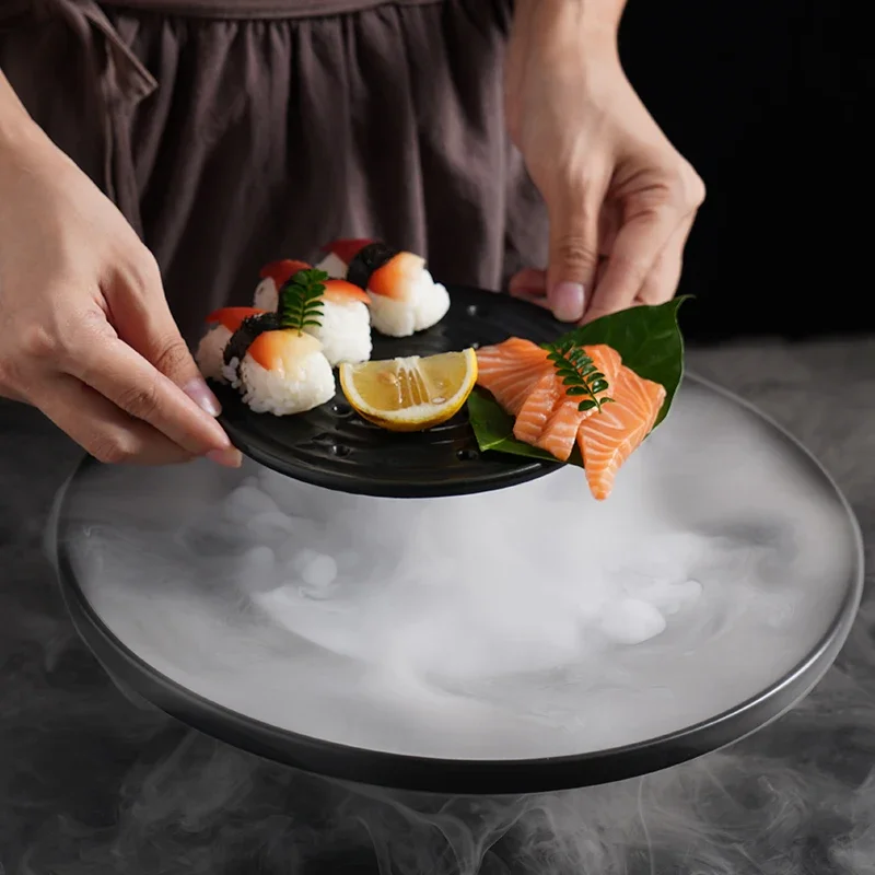 Creative Cuisine Features Cold Dish Container Hotel Supplies Restaurant Tableware Sashimi Dish Smoke Dry Icedishsettingappliance