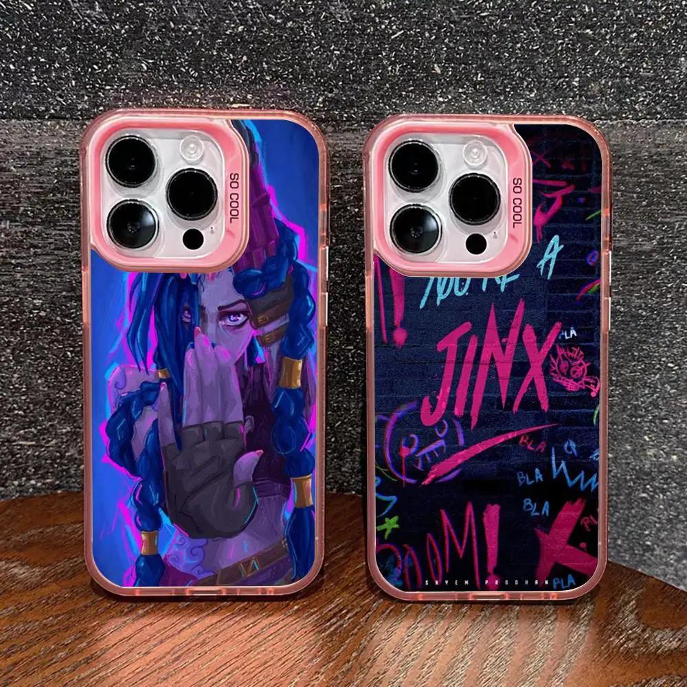 League of Legend L-LOL Jinx Phone Case pink IMD IMD Colorful Silver Suitable soft case for iPhone 16 15 14 13 12 11 XS Pro Max