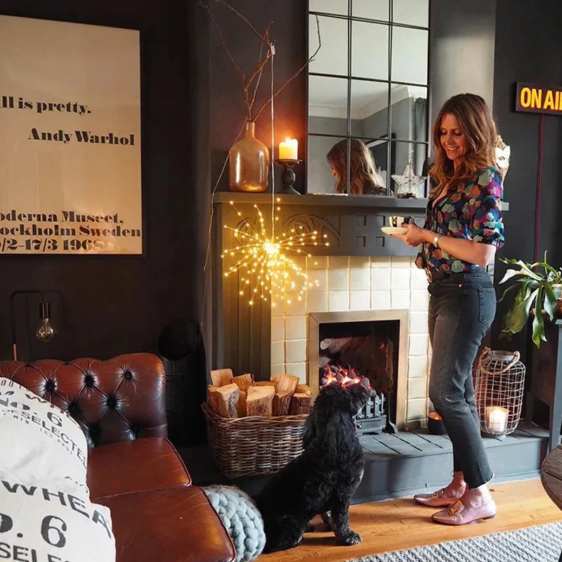 Solar Lamp Starburst String Light Copper Wire Solar Panel Powered Fairy DIY Firework 120Led 200 Led Xmas Explosion Wedding Light