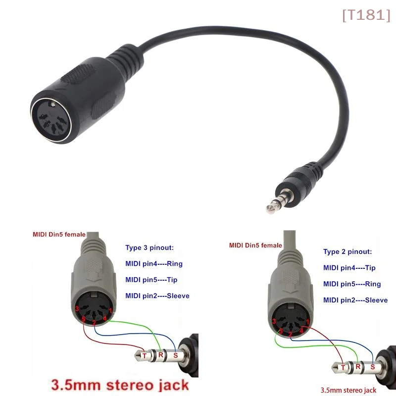 [E] MIDI Din 5 To 3.5mm TRS Converter Cable Anti-interference Audio Adapter For Musical Instrument MIDI Device Studio Use