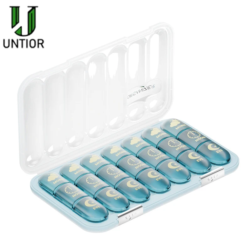 

Untior AM/PM Pill Case Transparent Portable Medicine Organizer Travel Pill Case Great for Storing Vitamins Pills Supplements