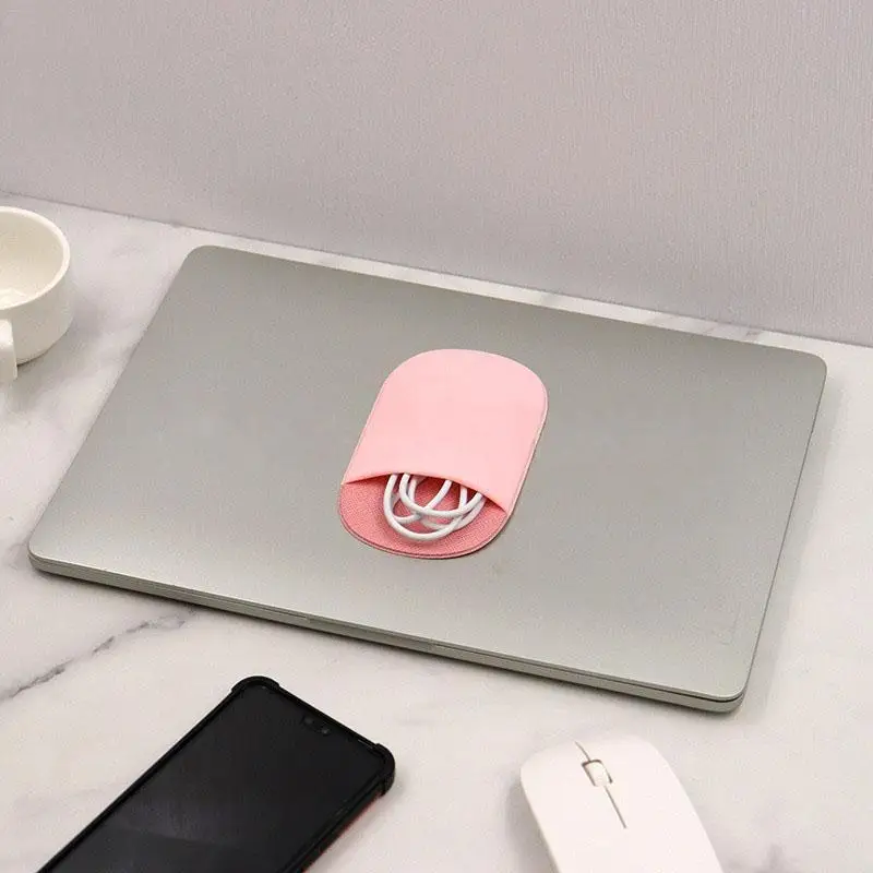 Portable Mouse Storage Bag Mouse Holder For Laptop Reusable Adhesive Mouse Pouch Elastic Mouse Bag For Wireless Mouse For Home