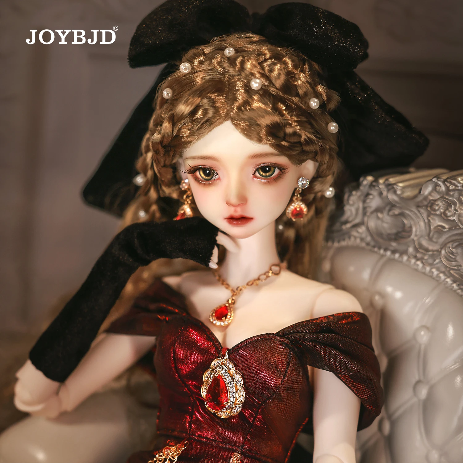 Joybjd 1/4 Beeno BJD Full Set E Princess in Red Mermaid Dress Resin Art Toy Ball-Jointed Doll view 2
