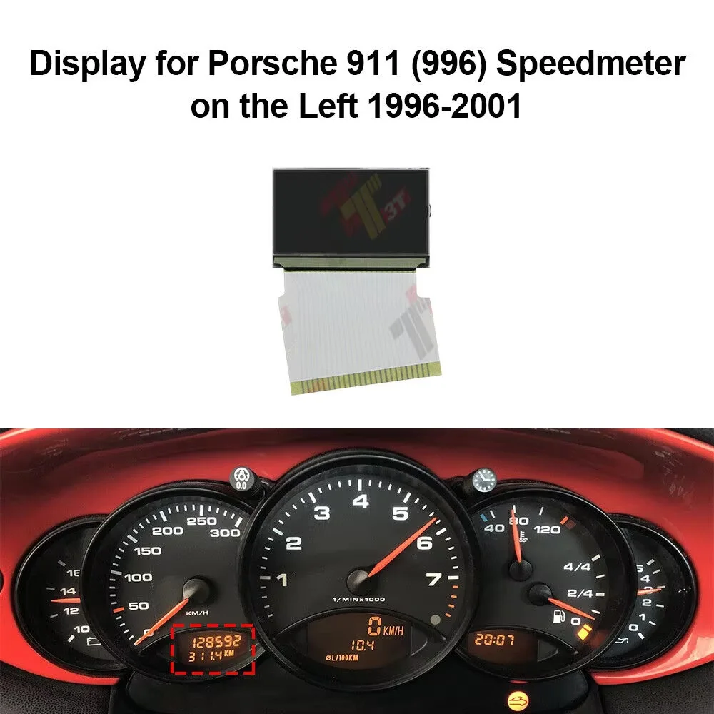 Dashboard LCD Display for Porsche 911 996 and 986 Boxster Speedmeter on the Left KM Version