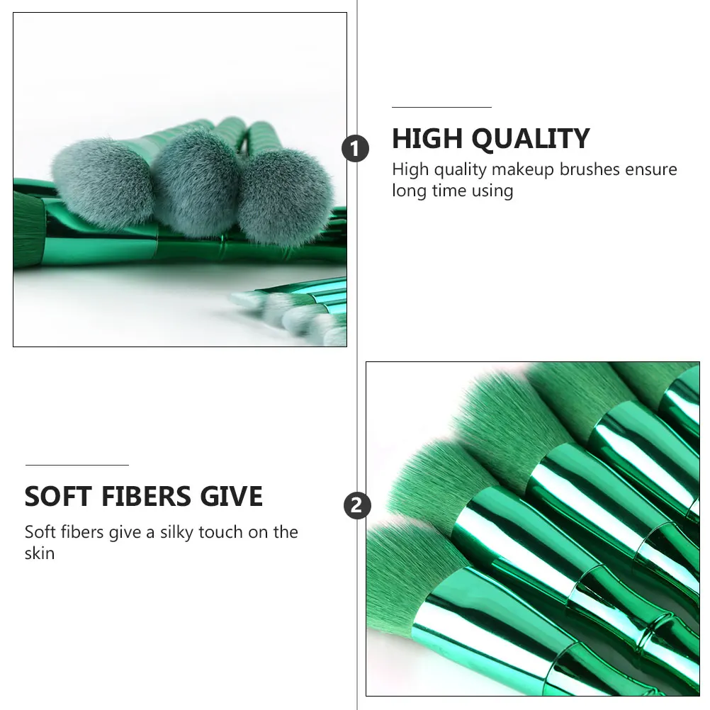 Conjunto de pincéis de maquiagem de bambu, 10 peças, pincéis macios para pó facial, base, blush, sombra, contorno, mistura, presente de festival