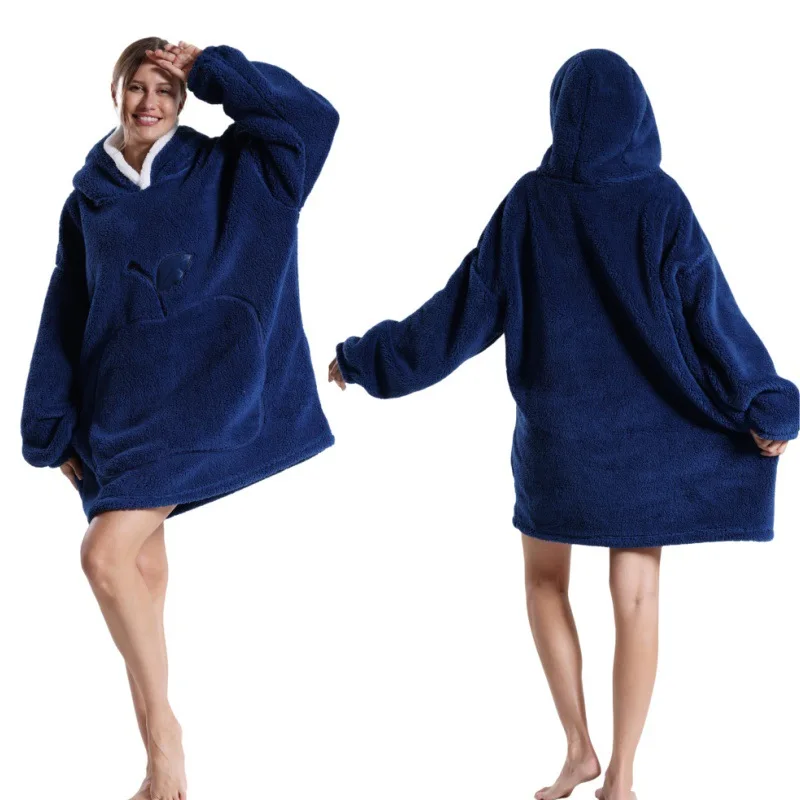 Damen Herbst Winter Fleece Tragbarer Decken-Bademantel Mädchen Damen Loungewear Weiche Warme Nachthemd Teenager Lose Übergrößen-Pyjamas – Detail 9