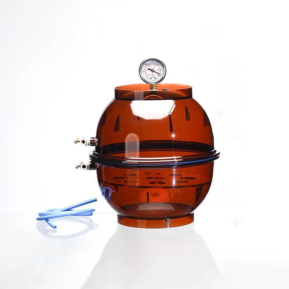 

Brown Plastic Vacuum Desiccator - Sample Storage Jar with Double Valves and Negative Pressure Vacuum Gauge