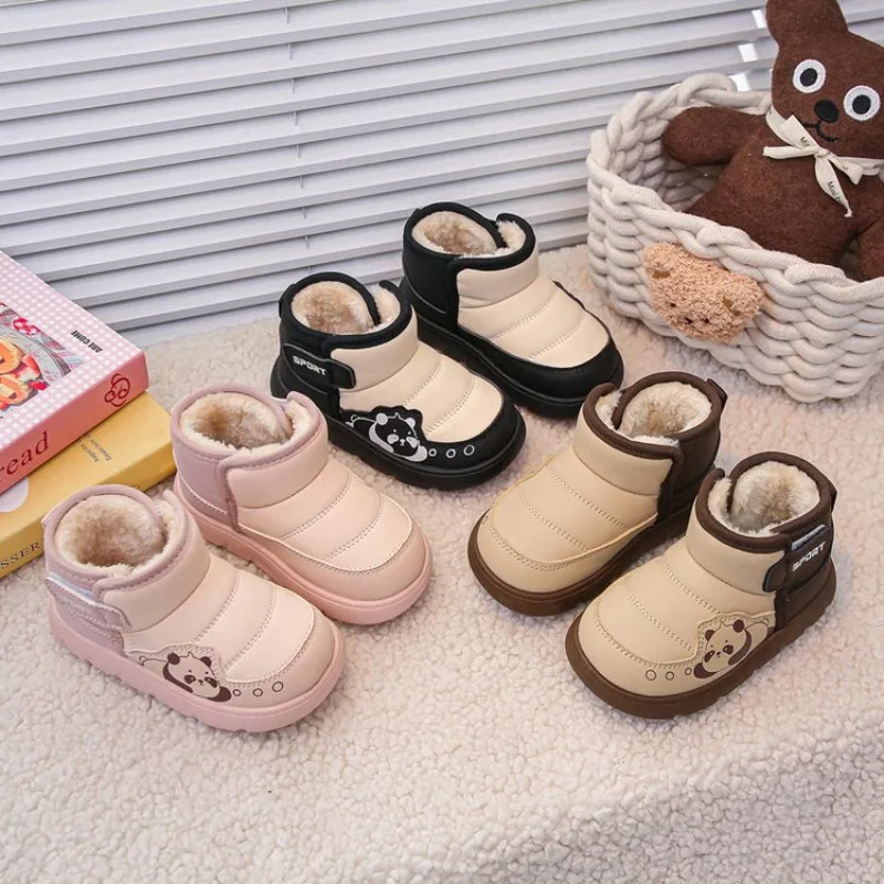 

2025 Winter New Children Cotton Boots for Girls Boys Fashion Korean Style Soft Bottom Anti-slippery Versatile Keep Warm Shoes