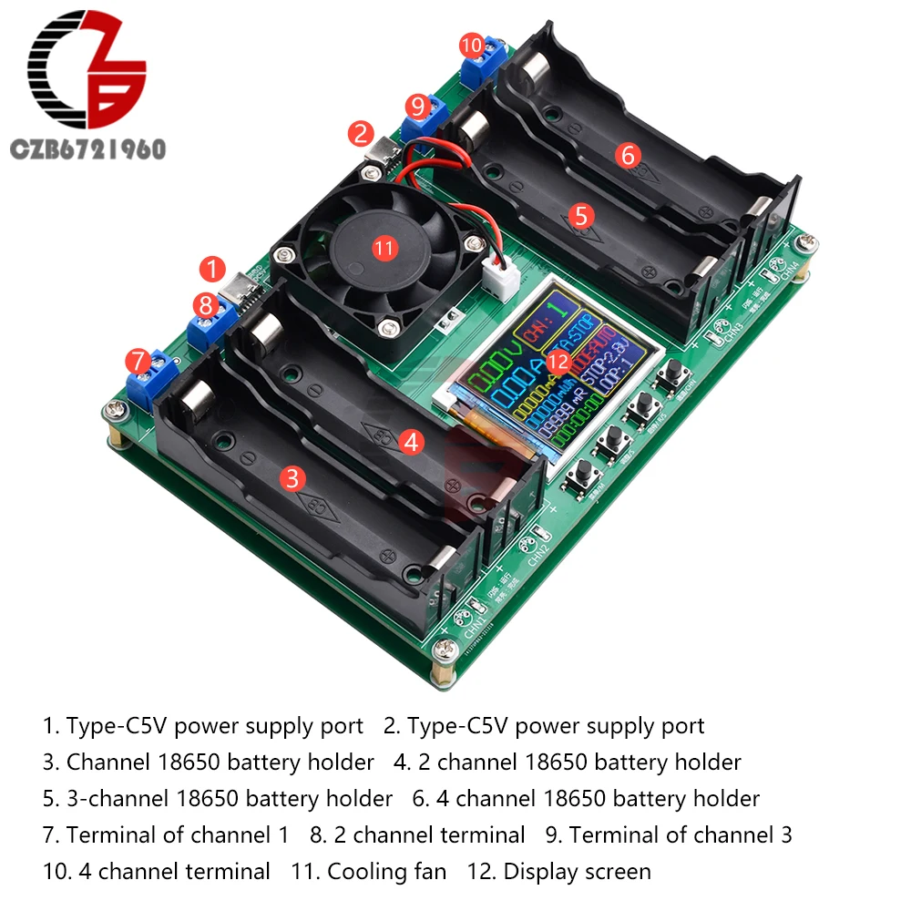 18650 Lithium Battery Capacity Tester Automatic Internal Resistance Tester Battery Power Detector Module Dual Type-C Interface