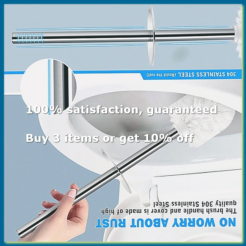 ●Toilet Brush and Holder, 2 Pack Toilet Brush with 304 Stainless Steel Long Handle, Toilet Bowl Brush White