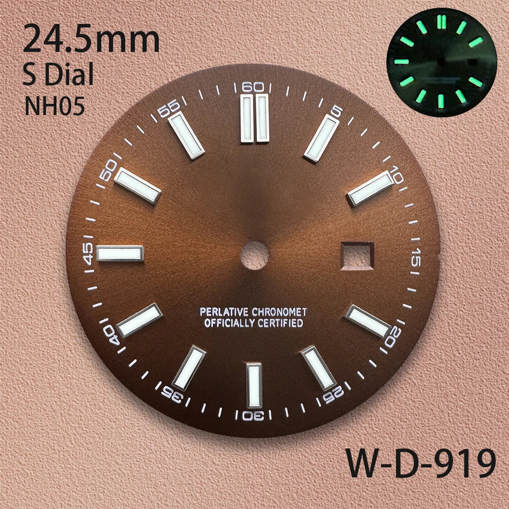 24.5mm High Quality S Logo Dial Suitable For NH05 Movement Green Luminous Ladies' Watch Modification Accessories
