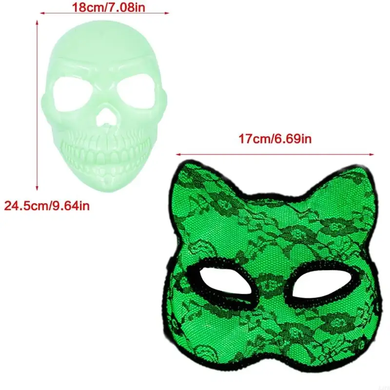 Máscara de mascote de renda luzes na noite meia máscara facial veneziana máscara de festa luzes noturnas máscara de gatos para festa de halloween