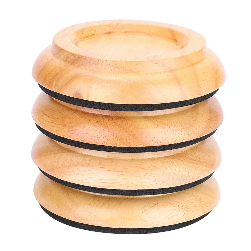 4Pcs Round Shape Piano Caster Cups​ Wood ​Anti-Noise Pads​ ​Upright Piano Pads​ ​Non-Slip ​Furniture Leg Pad​ For Upright Piano