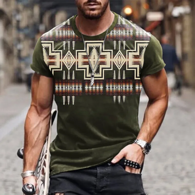 

European and American Street Trend 3D Printed T-shirt, Summer Casual Loose Sports Style 3D Printed Short Sleeved Shirt