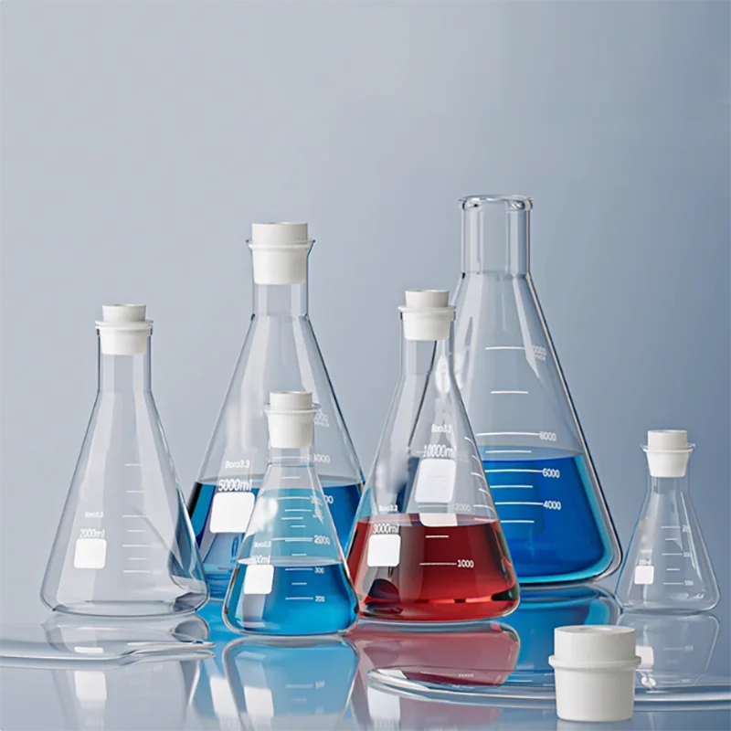 Wide mouth straight triangular flask scale conical bottle high borosilicate glass beaker high temperature resistance 2000 3000ml