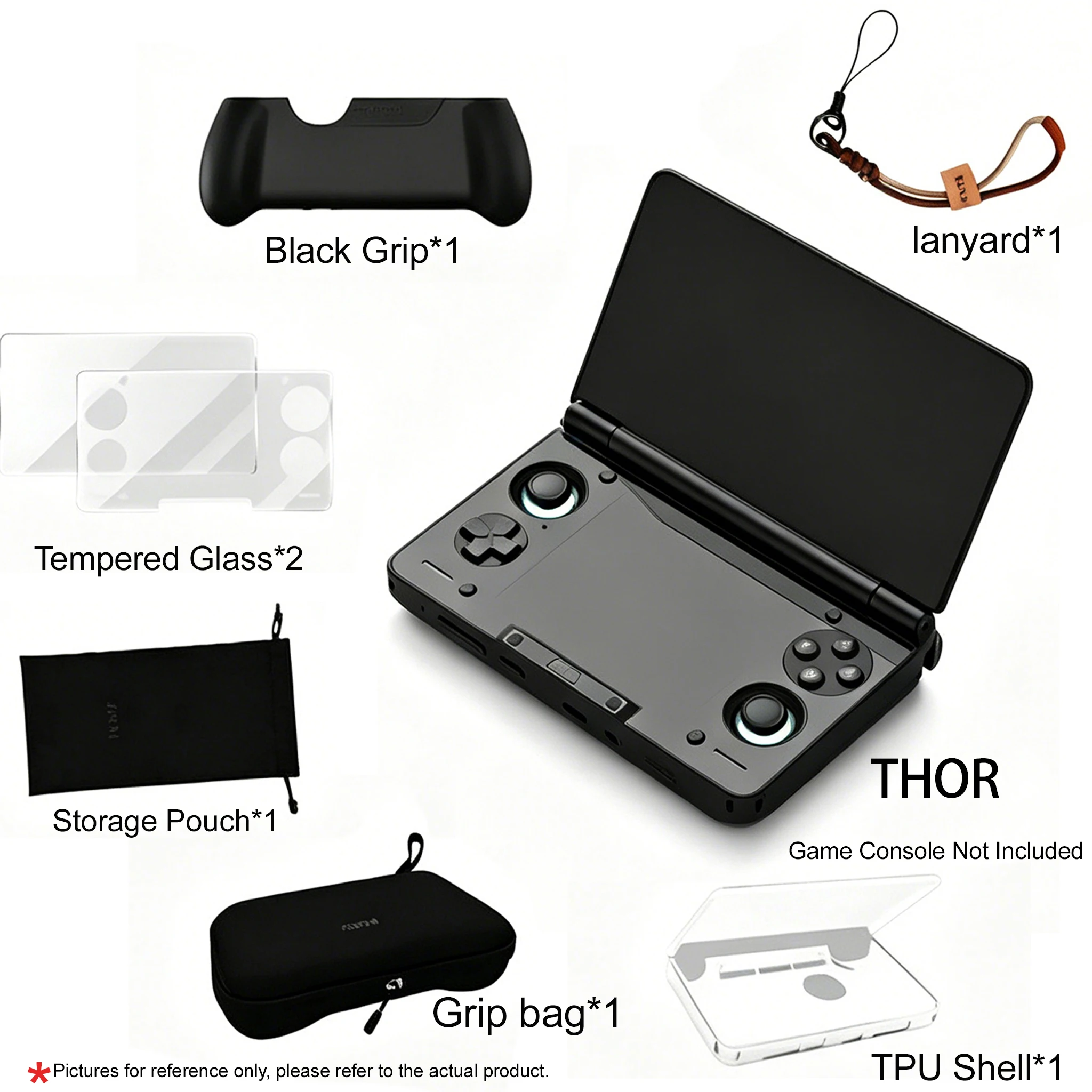 TPU-hoes Handheld console Transparante beschermhoes Schermbeschermer Set voor AYN THOR Anti-valhoes Shell Grip-opslag