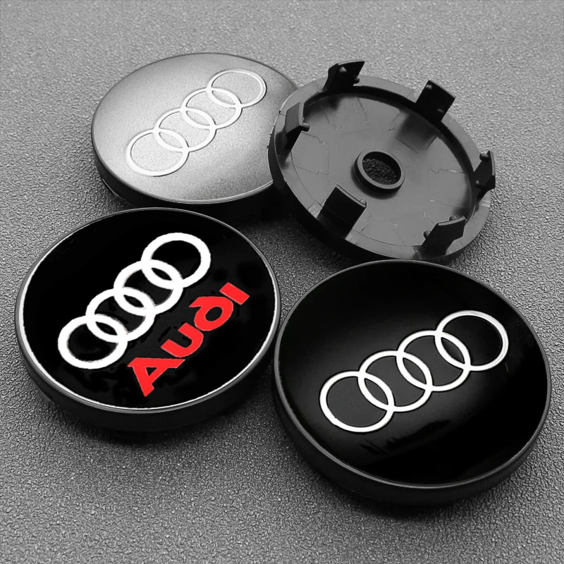 4Pcs 56+60mm Car Wheel Center Hub Caps Stickers Auto Rim Cover Accessories For Audi S line RS Quattro A3 A4 A6 A5 Q5 A1 Q7 Q3 Q2