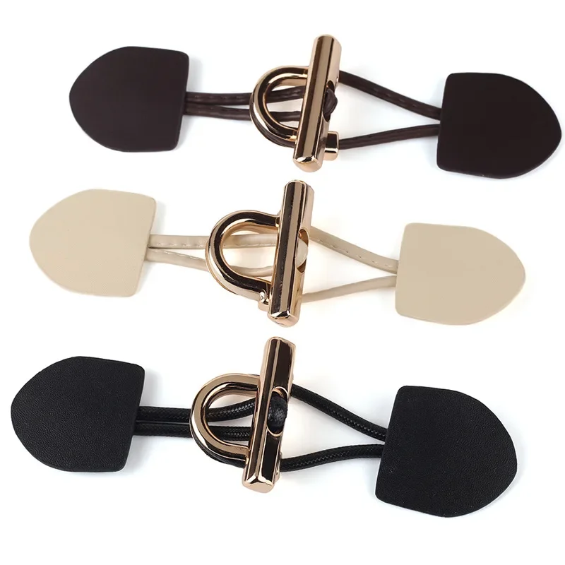 3 pairs Metal PU Leather Toggle Button Women\'s  Coat  Jacket Sweater Decorative Garment Accessories Fastener Toggle Buckle