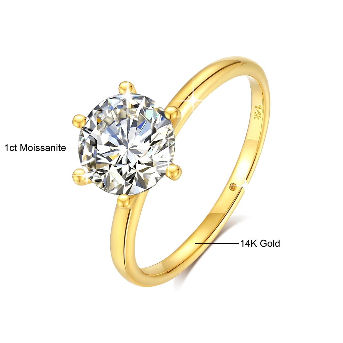 خواتم مويسانيتي ذهبية عيار 14 قيراط إكسسوارات رائعة كلاسيكية بستة شقوق مناسبة للنساء ملابس يومية لحفلات الزفاف والحفلات #6