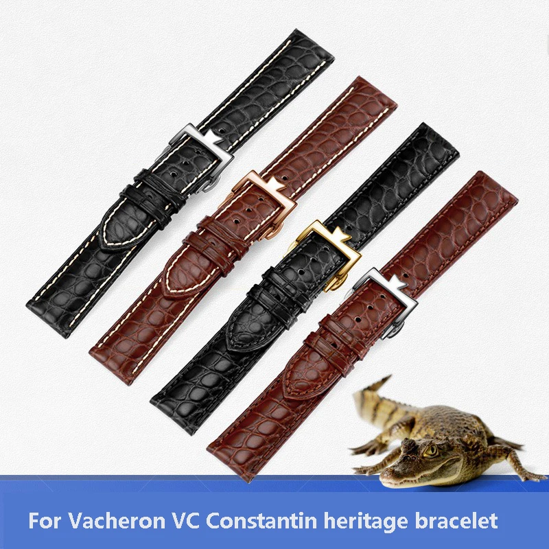 First layer Leather Universal Watch Strap For Vacheron VC Constantin  Bracelet Men\'s Crocodile Leather Watchband 19mm 20mm  21mm