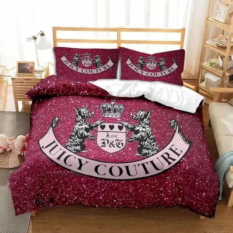 New 3D Juicy Couture All Season Twin Bedding Set 3 Piece Comforter Set Bed Duvet Cover Double King Comforter Cover Home Textiles