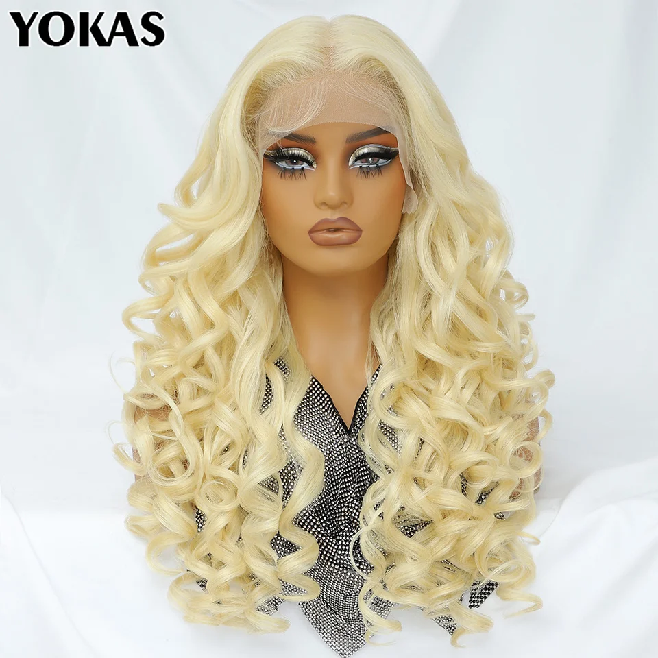 

Blonde Lace Frontal Women Wig Synthetic Lace Wig With Baby Hair 24 Inch High Temperature Fiber HD Pink Lace Wigs For Afro Female