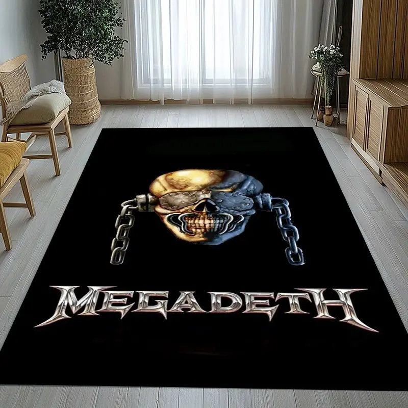 Vintage M-Megadeth Heavy Metal Band Area Rug,Soft Non-Slip Carpet Mat for Living Room Bedroom Playroom,Sofa Floor Rug,Home Decor