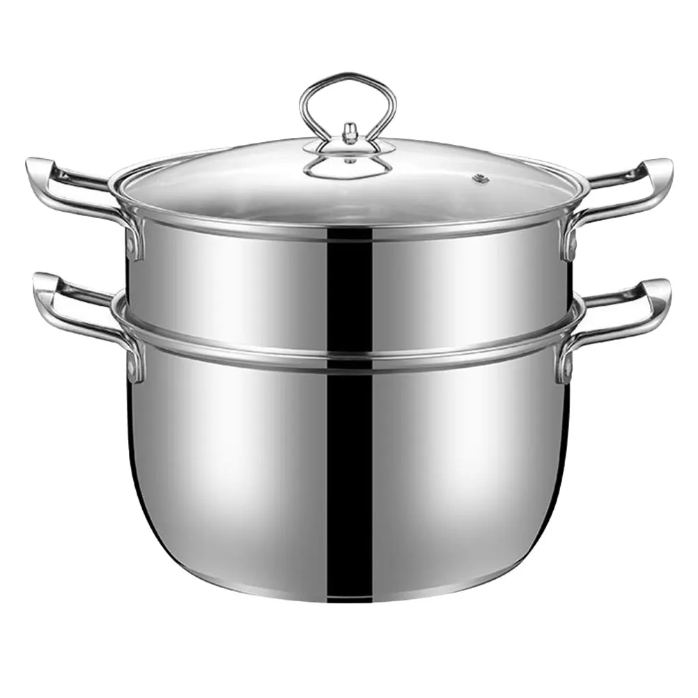 

Stainless Steel Steamer Pot Double Handle Kitchen Cooking Shrimp Dumpling Food Steamer Small Capacity Stock Supply