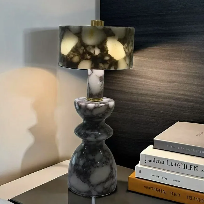 

Nordic creative simple marble table lamp hotel model room soft decoration ornaments charging atmosphere