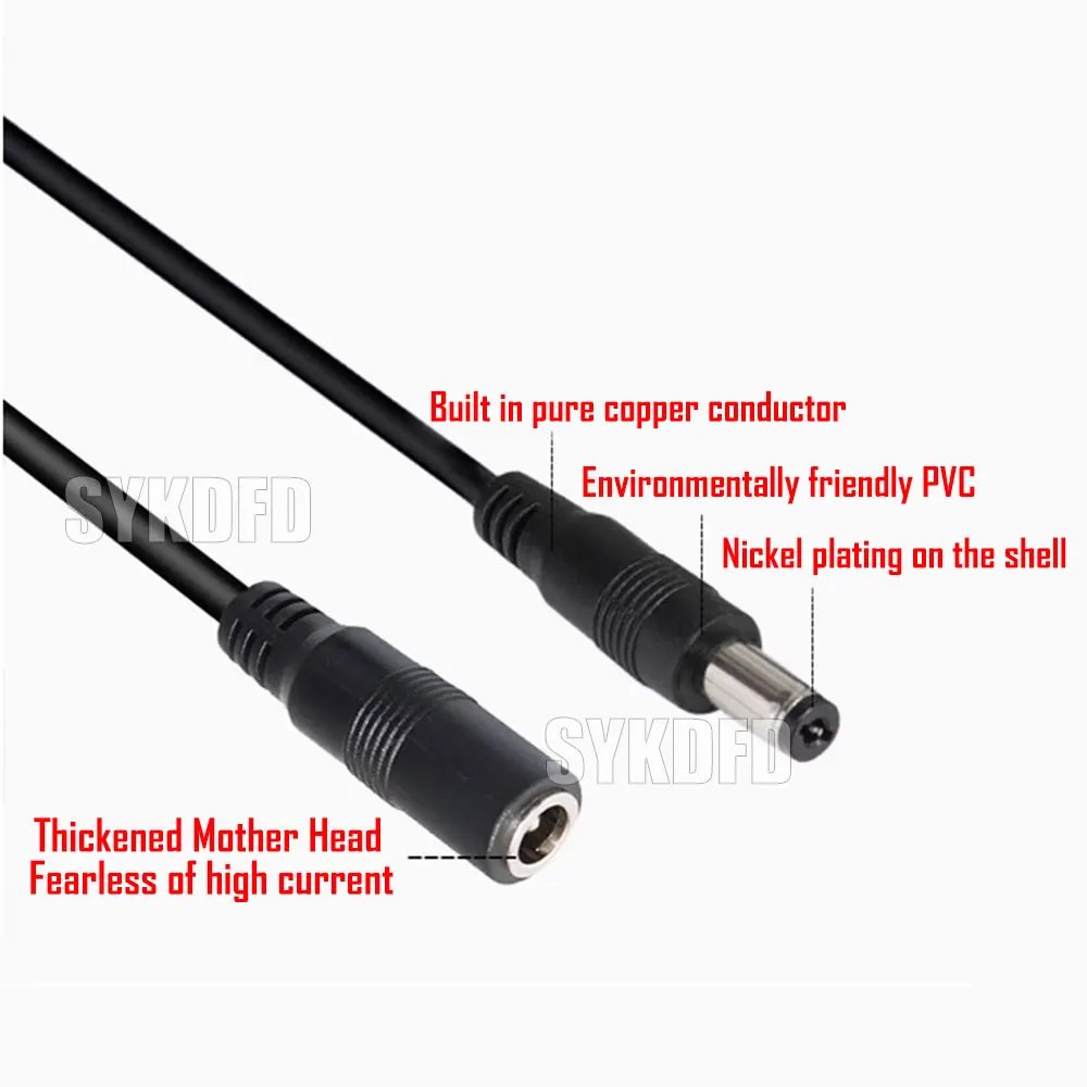 1Pcs 12V Video Surveillancer Extension Cable Jack Socket To 5.5x2.1mm 5.5x2.5mm Male Female Plug For CCTV Camera  Extension Cord
