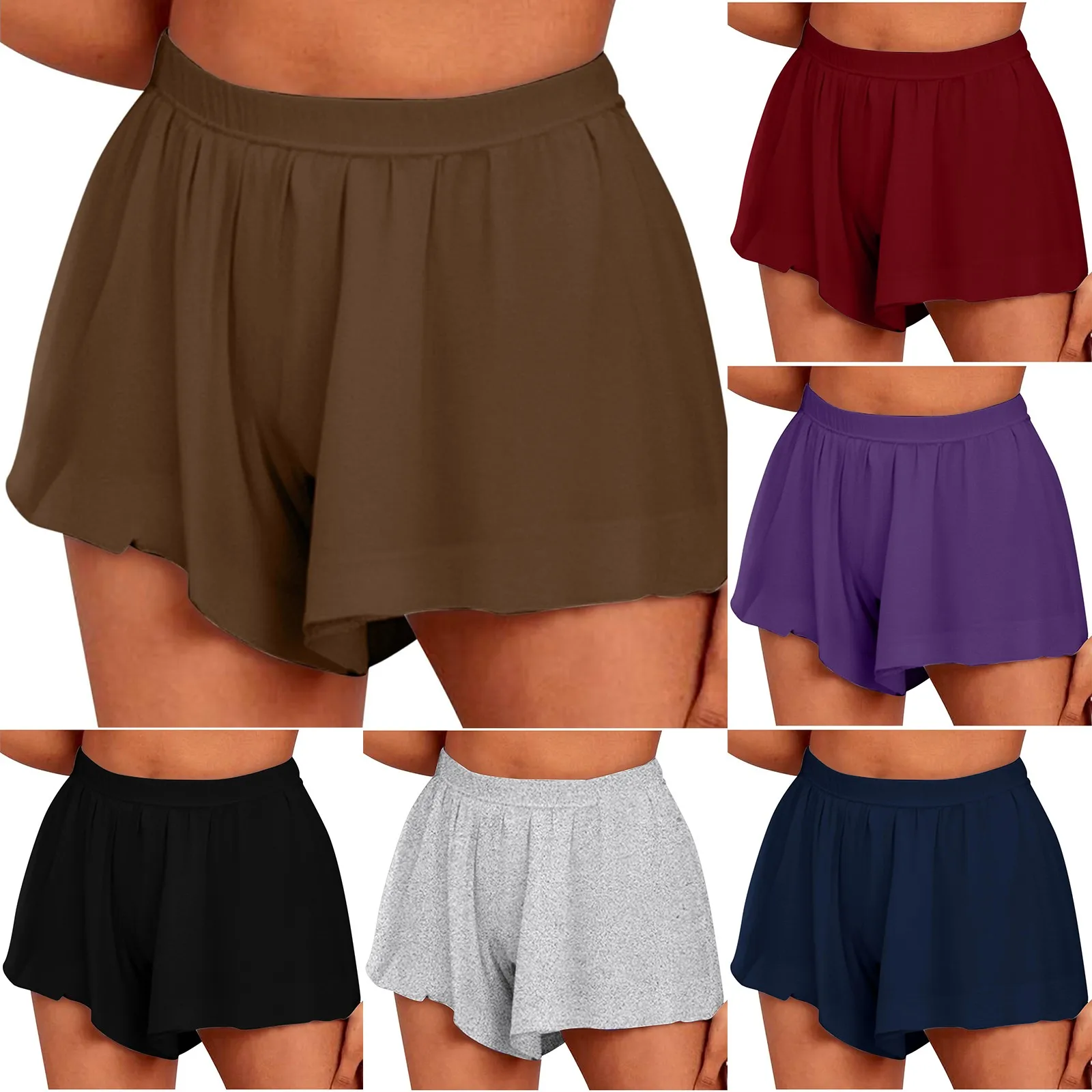 Women'S Casual Shorts Cute Summer New Soft Comfy High Elastic Waist Skirt Design Shorts Flowy Beach Style Athletic 2024 Shorts