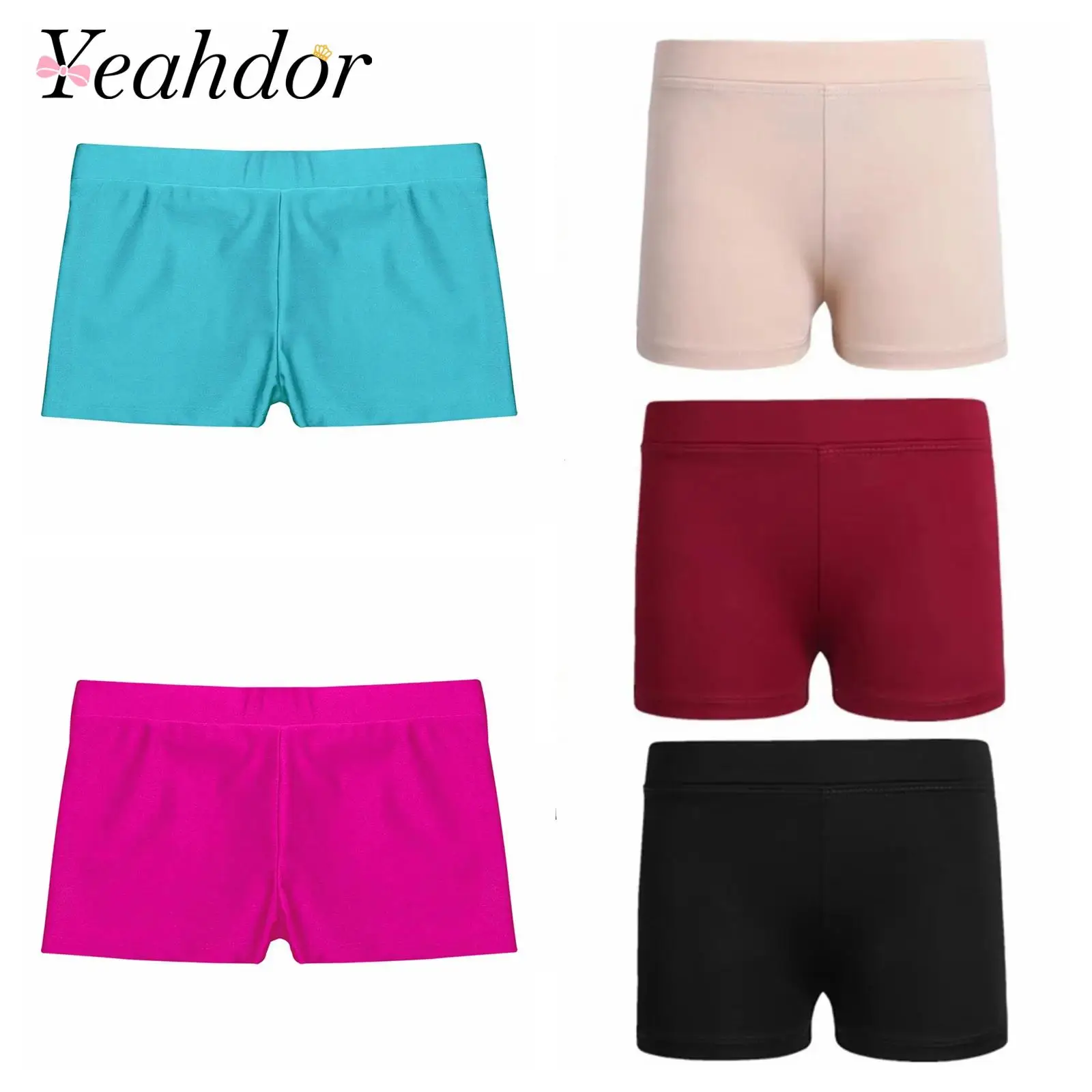 

Kids Girl Short Leggings Elastic Waist Shorts Boy-cut Bottoms Children Ballet Dance Gymnastic Workout Fitness Sports Short Pants