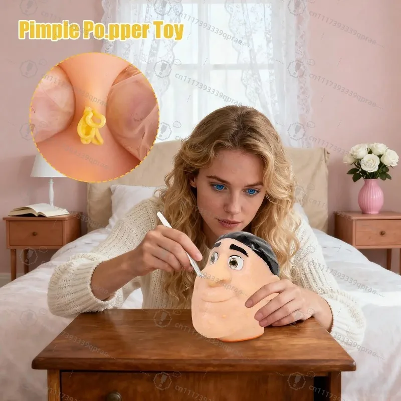 Silicone Human Doll Model Toy Simulated Big Head Squeeze Acne Remove Blackhead Novelty Gift Box Creative Stress Relief Toy
