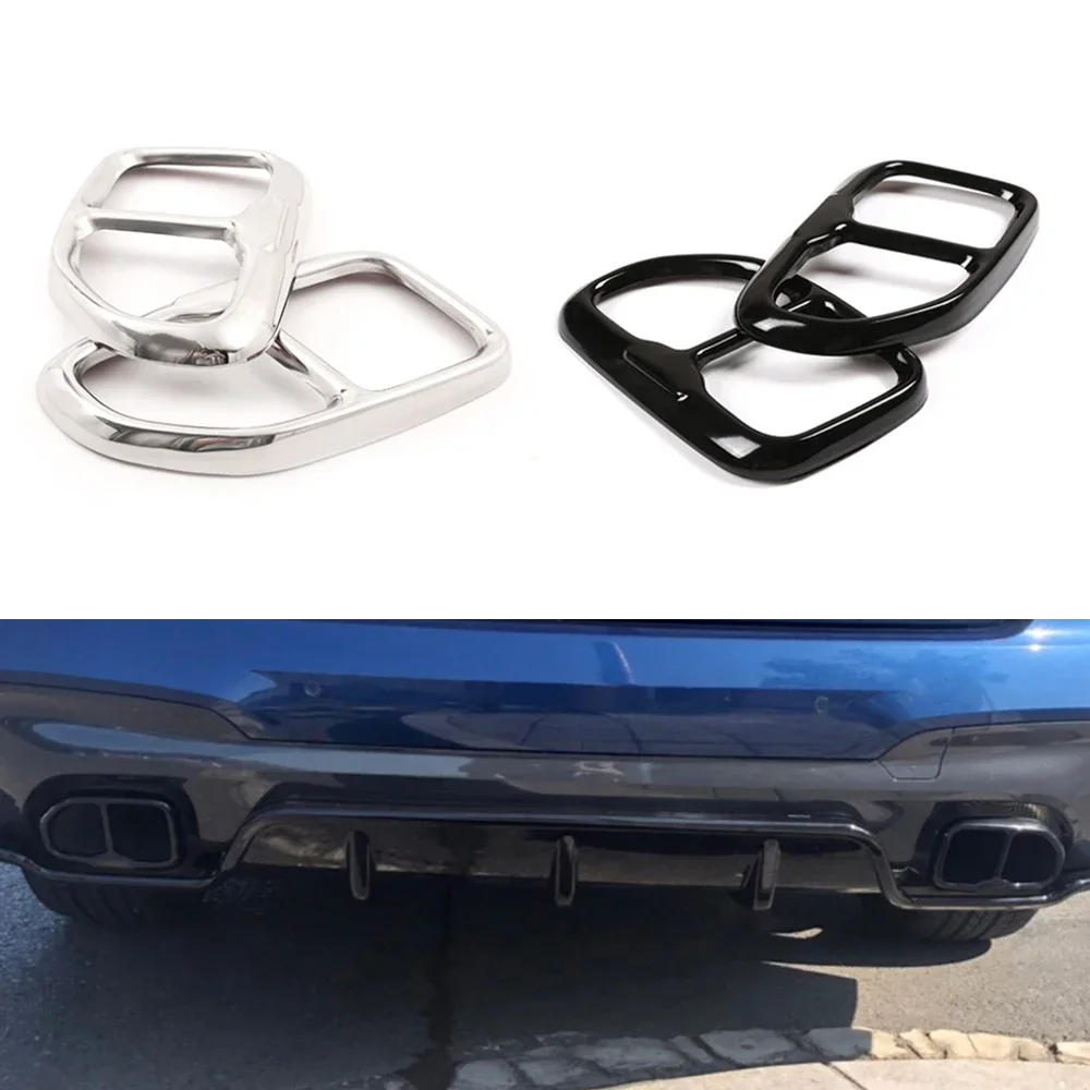 Per BMW X3 G01 X4 G02 2018 2019 Auto Posteriore Doppio Silenziatore Di Scarico Tubo Adesivi Trim 2X Nero Argento In Acciaio Inox Punta di Copertura