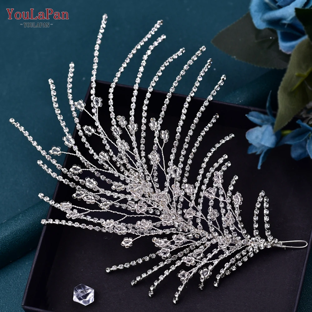 YouLaPan Rhinestone Headpiece for Woman Bridal Headband Wedding Hair Accessories Pageant Tiara Crystal Bride Headdress HP188