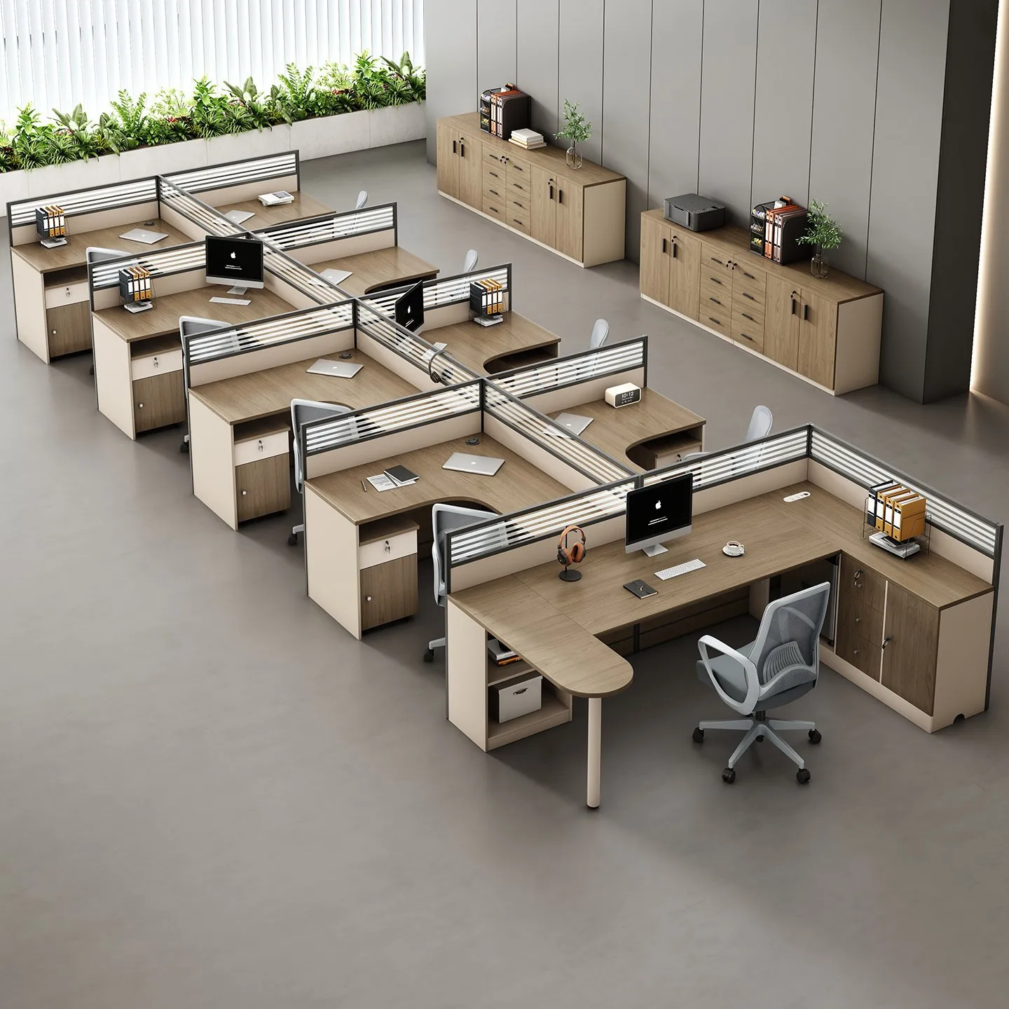 Office desk and chair combination simple staff table with supervisor seat office 46 artificial seat screen partition staff table