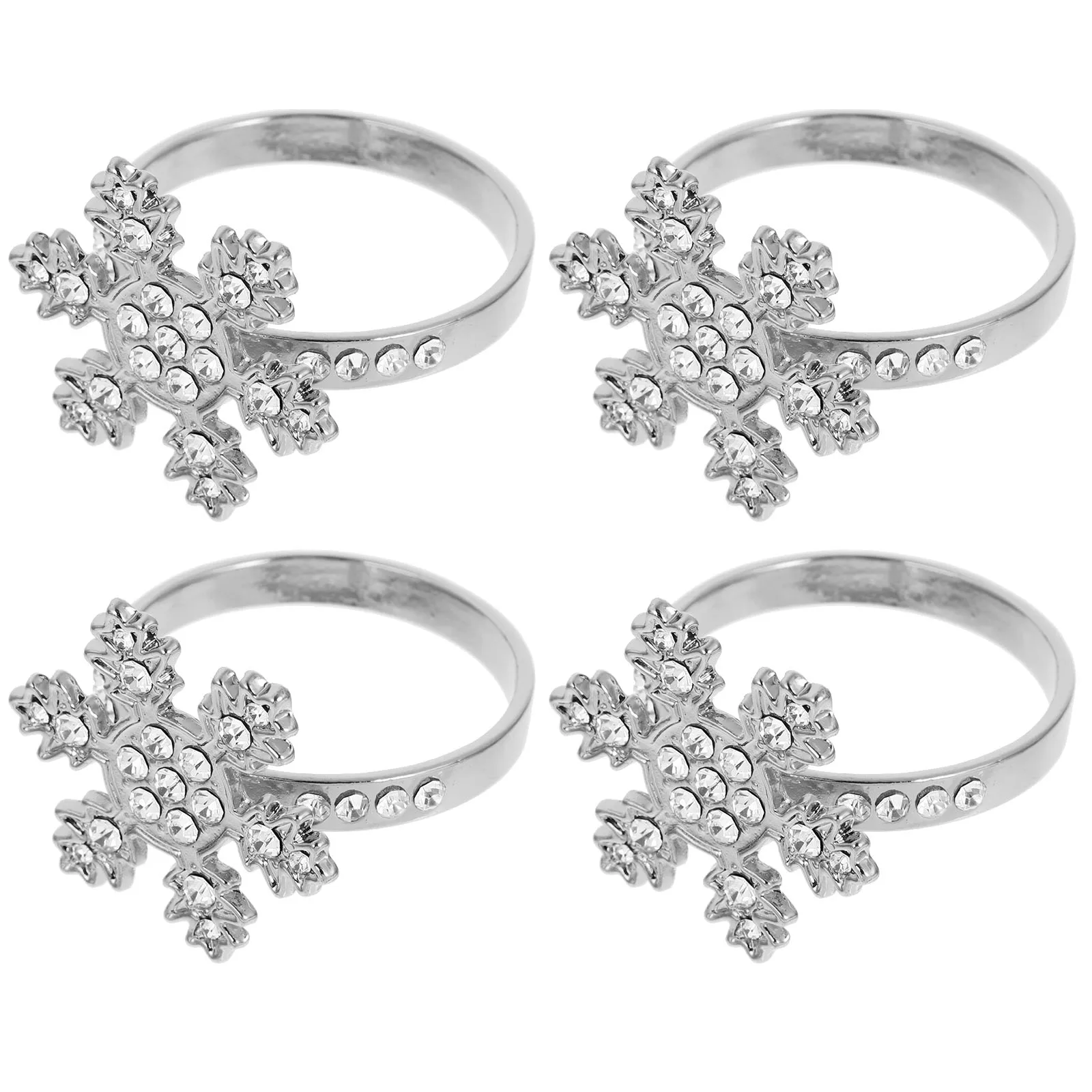 

4Pcs Snowflake Napkin Rings Stainless Steel Elegant Christmas Tableware Accessories Dining Decorations Practical