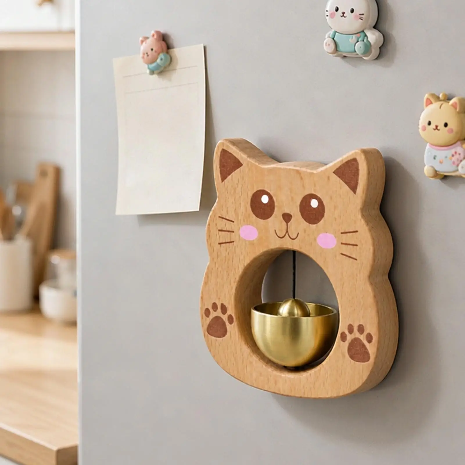 Door Bell Magnetic Household Chime Cat Shaped Decor Wood Shopkeepers Bells For Business Entry Wall Store Wardrobe Fridge