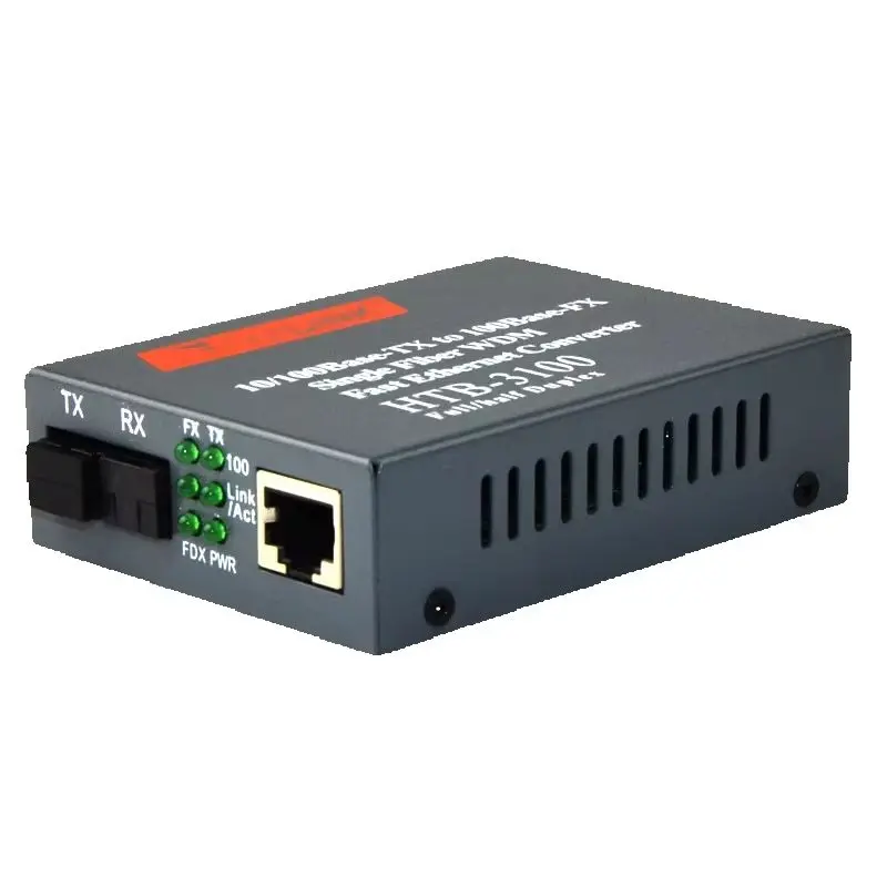 Media Converter HTB-3100 Fiber Optical Single Mode Single Fiber SC Port 25KM External Power Supply 10/100M