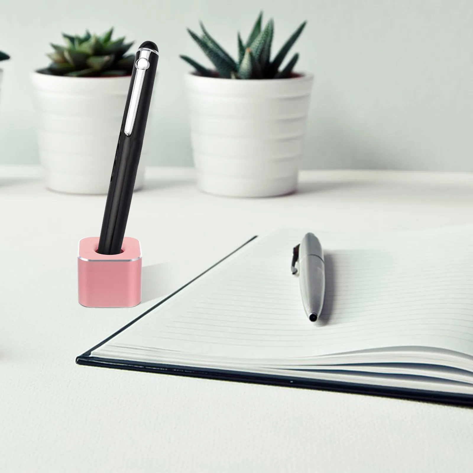 Elegant Aluminum Alloy Single Pen Holder Robust Metal Pen Stand for Fountain Pens Quill Pens Stationery Makeup Brushes Desktop