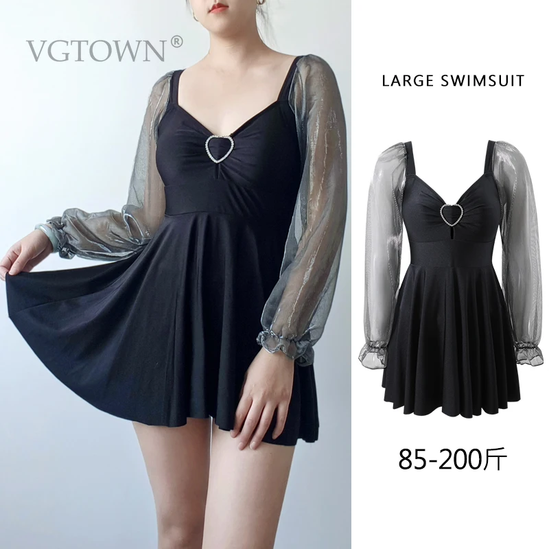 2026 New Plus Size L-8XL Korea Style One Piece Swimsuit Women Solid Swimwear Skirt Monokini Push Up Pad Bathing Suit